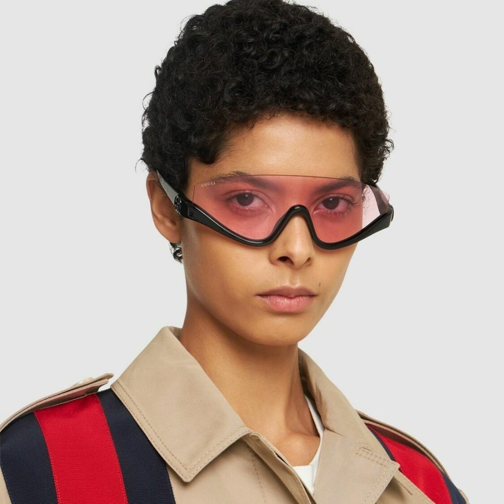 Gucci Women Sunglasses Black Pink Shield Mask GG1650S 002 BRAND NEW - Picture 11 of 12